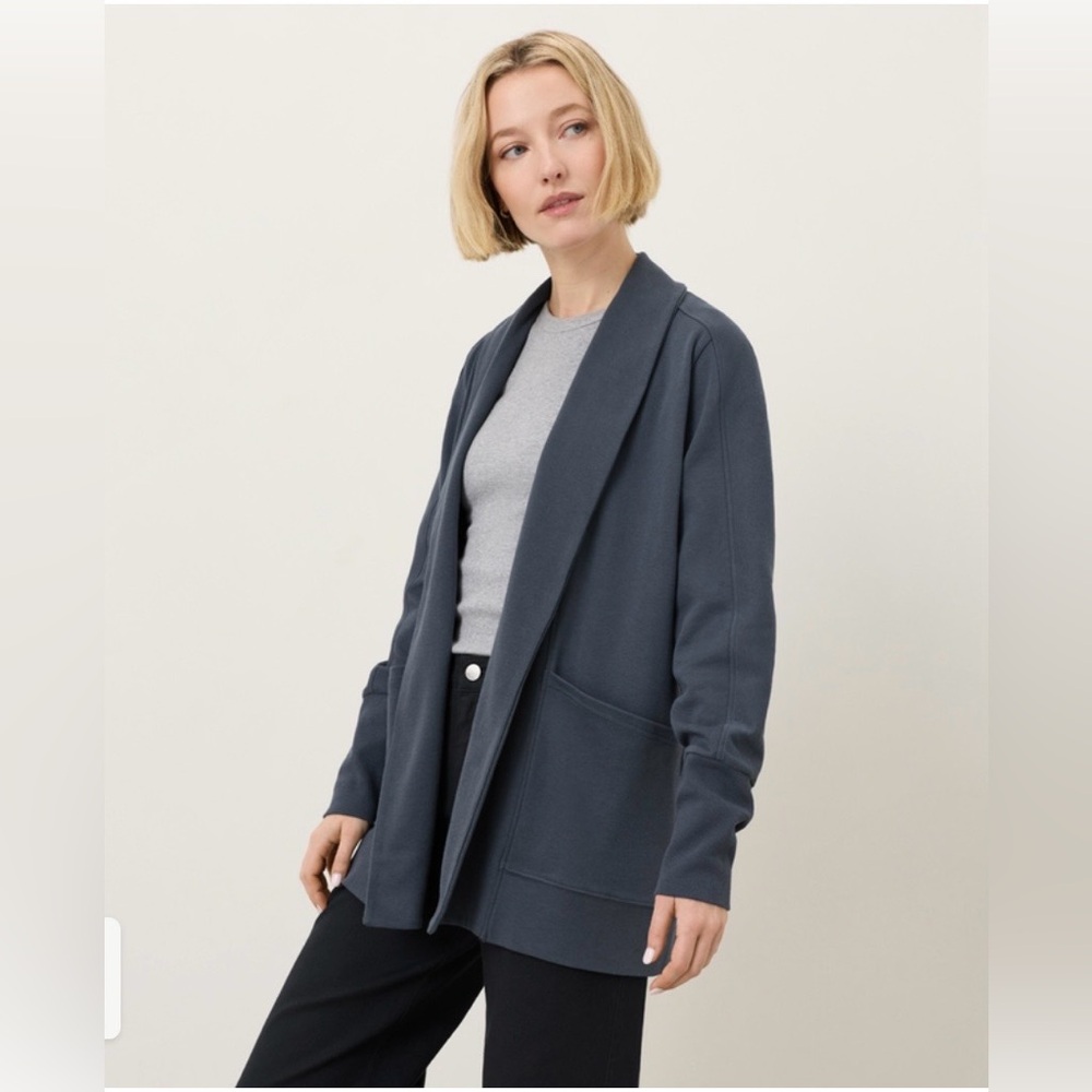PACT Midnight Blue Organic Airplane Wrap Cardigan (M)